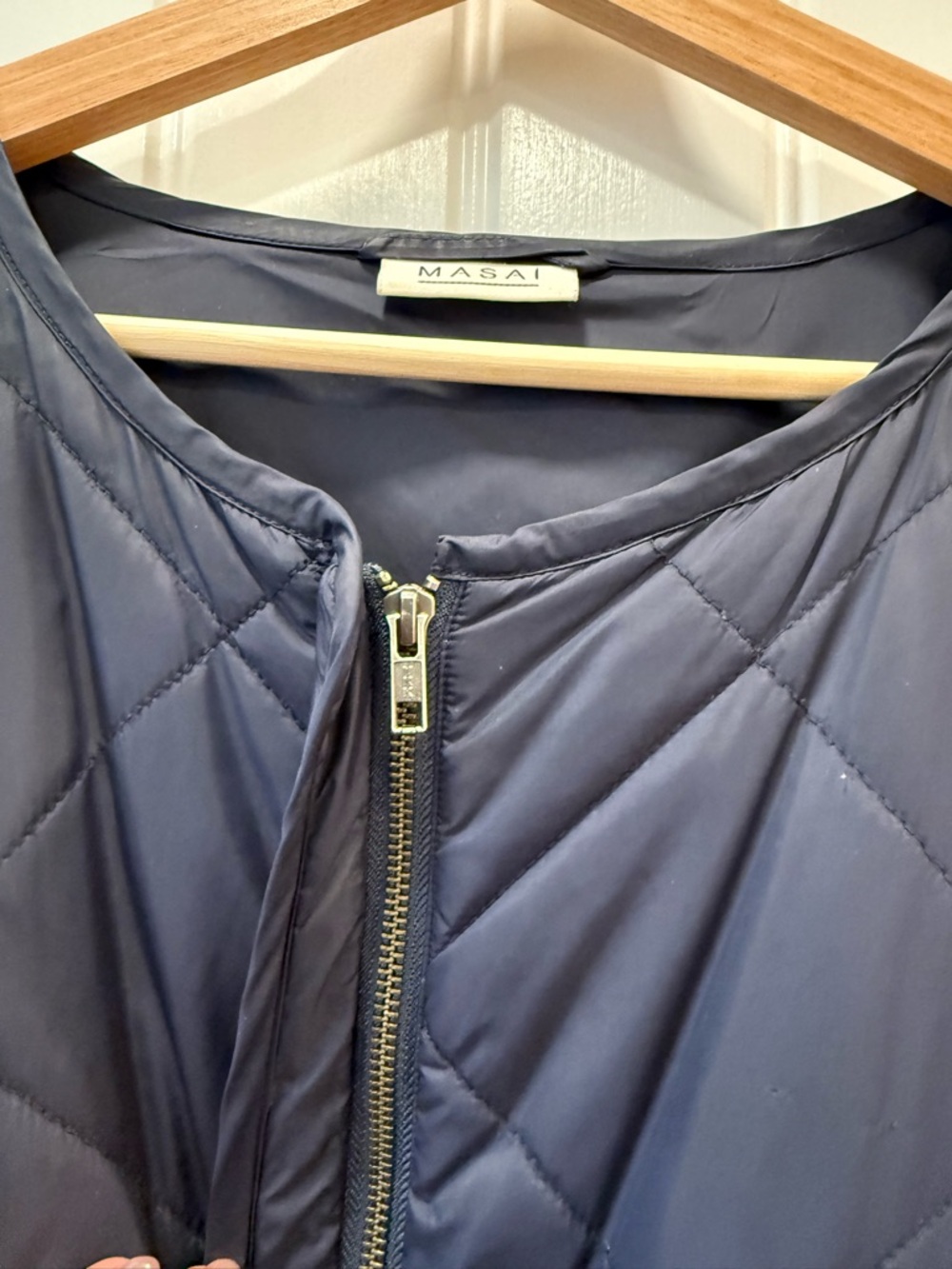 Masai Copenhagen Diamond-Quilted Longline Puffer Jacket in Navy - Picture 5 of 10